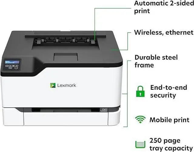 Alt view image 6 of 7 - CS331dw Color Laser Printer with Ethernet, Mobile-Friendly, Wireless Office Printer with Automatic Two-Sided Printing (3-Series)(40N9020)
