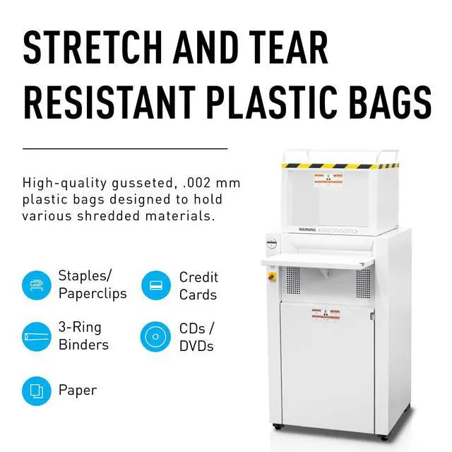 Alt view image 5 of 5 - IDEAL AC0922H Shredder Bags 27 x 64 Gusseted, 65-Gallon Capacity, Heavy-Duty Bags for IDEAL 4606 and 4108 Shredder Models