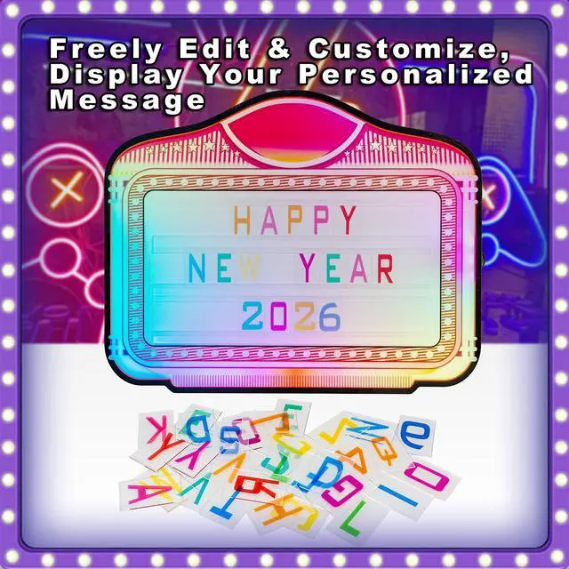 Alt view image 2 of 7 - Bottle Service Sign, Handheld LED Bottle Presenter with Color Letters, RGB Message Light Box, Letter Lock Anti-Drop Design, Acrylic VIP Display for Nightclub Bar Event, Battery Powered, 28 x 24 In