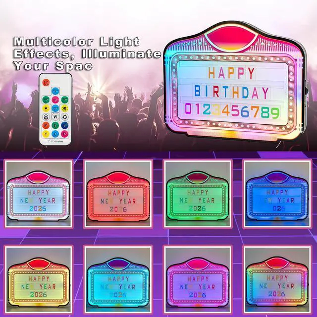 Alt view image 7 of 7 - Bottle Service Sign, Handheld LED Bottle Presenter with Color Letters, RGB Message Light Box, Letter Lock Anti-Drop Design, Acrylic VIP Display for Nightclub Bar Event, Battery Powered, 28 x 24 In