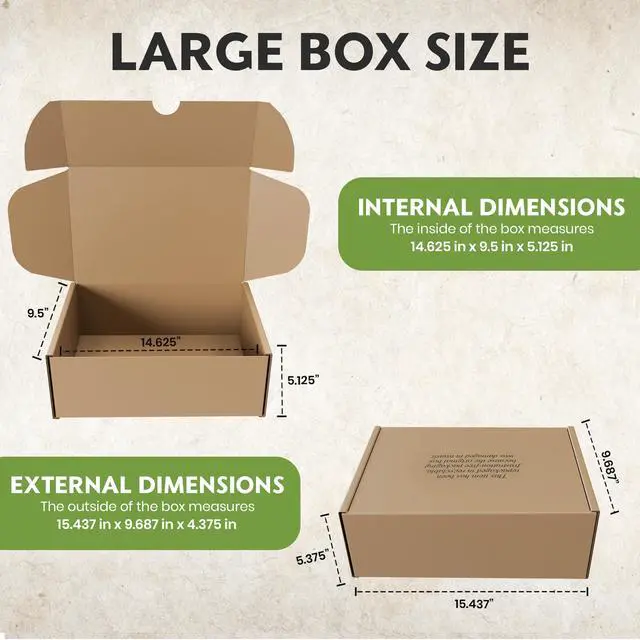 Alt view image 2 of 7 - (50 Pack) Cardboard Shoe Boxes Large 14.625x9.5x5.125 Inch | Heavy Duty Shoe Boxes for Shipping Corrugated Mailing Boxes w/Self-Locking Lid Excellent as Replacement Shoeboxes & Gift Packaging