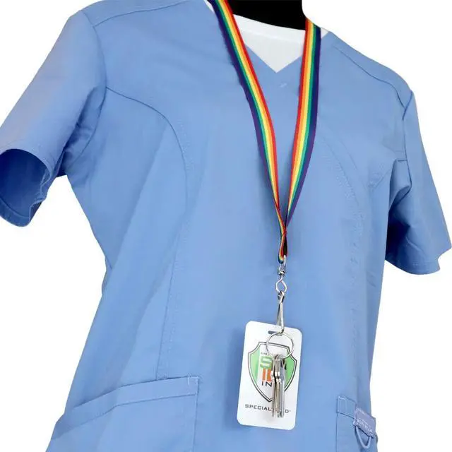 Alt view image 6 of 7 - Bulk 100 Pack - Rainbow Lanyard with Breakaway for Badge Holder and Keys - Cute Neck Strap Keychain with Swivel J Hook for Name Tag, Id Cards and More by