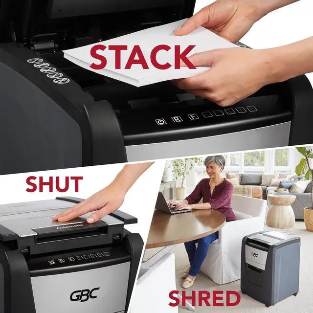 Alt view image 3 of 7 - Paper Shredder, Auto Feed+, 100 Sheet Capacity, Super Cross-Cut, Home Office Shredder, 100X (WSM1757602)