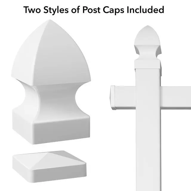 Alt view image 5 of 7 - 72" x 36" Real Estate Sign Post for Open House and Yard Sale Signs with Flat Cap and Gothic Cap Options - Vinyl PVC - White - 2 Pack