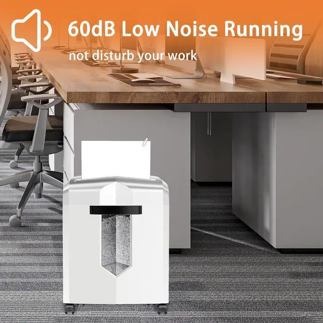 Alt view image 3 of 6 - 12-Sheet P-4 Micro-Cut Shredder, 60-Min Continuous Use, Shreds Paper, Credit Cards & CDs, 4-Gal Transparent Bin, Mobile Casters Black