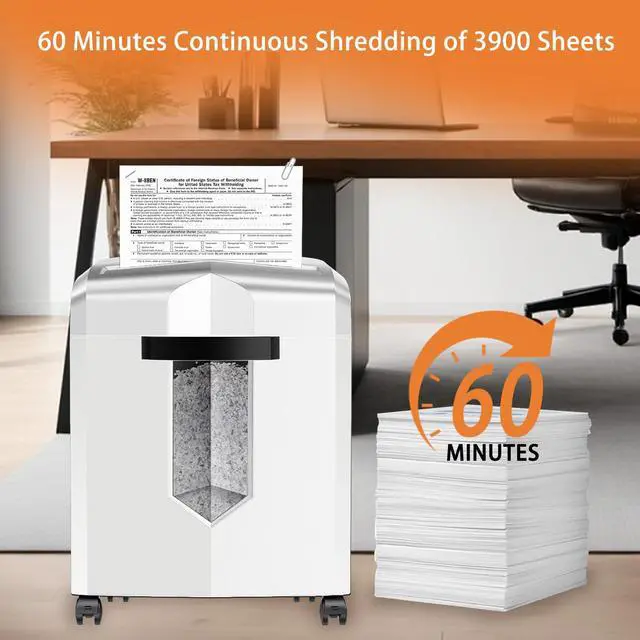 Alt view image 4 of 6 - 12-Sheet P-4 Micro-Cut Shredder, 60-Min Continuous Use, Shreds Paper, Credit Cards & CDs, 4-Gal Transparent Bin, Mobile Casters Black