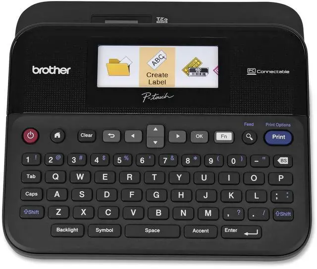 Main image of P-Touch Label Maker, PC-Connectable Labeler, PTD600, Color Display, High-Resolution PC Printing, Black, Black/Gray