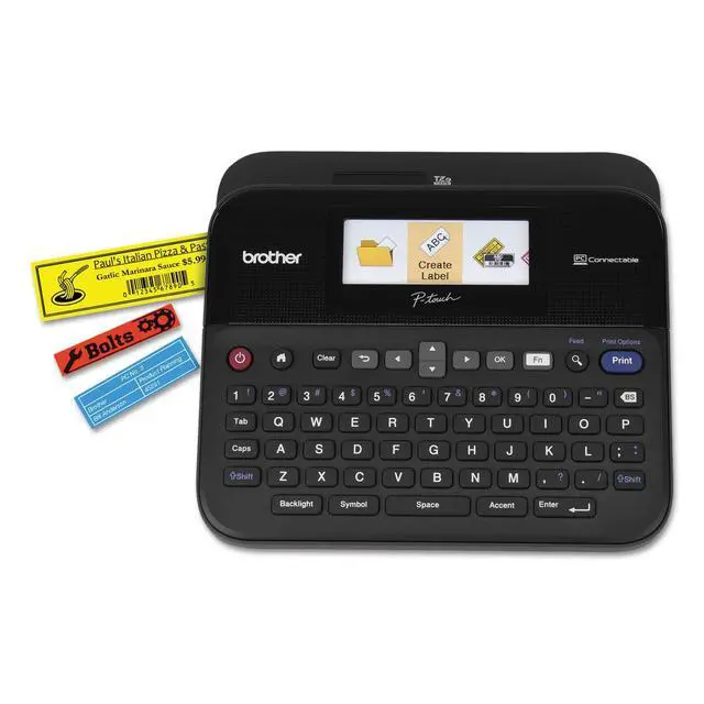 Alt view image 3 of 4 - P-Touch Label Maker, PC-Connectable Labeler, PTD600, Color Display, High-Resolution PC Printing, Black, Black/Gray