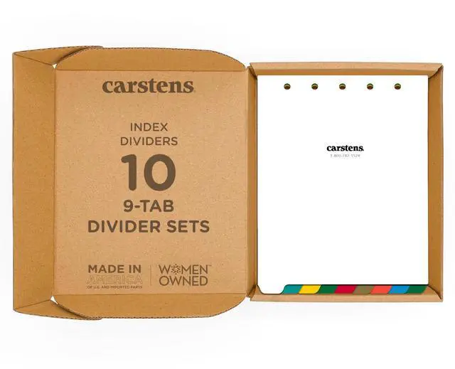 Main image of Heavy Duty Plastic Dividers, 9-Tab, Multi-Color, Blank, for Top-Opening Ring Binders, Case of 10
