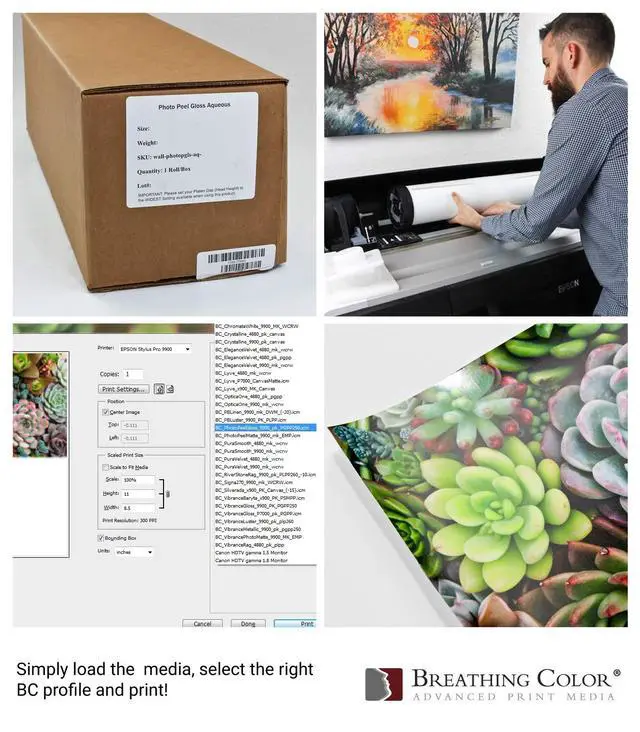 Alt view image 3 of 7 - Photo Peel Glossy Printable Adhesive Vinyl Roll 44 inches x 60 feet Inkjet Peel and Stick Sticker Paper Works with All Inkjet Printers Including Professional Makes and Models