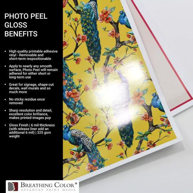 Alt view image 7 of 7 - Photo Peel Glossy Printable Adhesive Vinyl Roll 44 inches x 60 feet Inkjet Peel and Stick Sticker Paper Works with All Inkjet Printers Including Professional Makes and Models