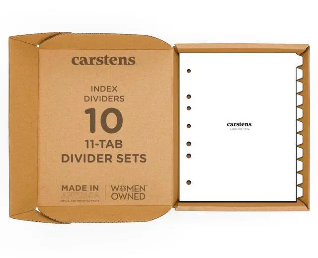 Main image of Heavy Duty Plastic Dividers, 11-Tab, White, for Side-Opening 3-Ring Binders, Case of 10