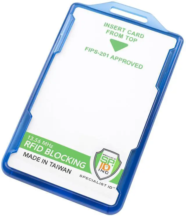 Main image of Bulk 20 Pack - RFID Blocking Badge Holder - Secure 2 Card Holder for Government, HSPD-12, CAC, TWIC, PIV, Smart Cards - Durable Hard Plastic, Dual Sided, RFID Badge Protection (Blue)