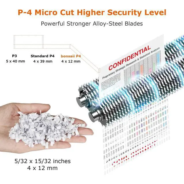 Alt view image 3 of 7 - 12 Sheet Micro Cut Paper Shredder | 60-Minute Continuous Run Time | Home Office Heavy Duty Shredder for CD, Credit Card, Mails, Staple, Clip, Jam-Proof System | 4.2 Gal Pullout Bin
