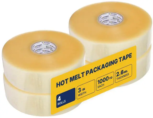 Main image of Bulk Packing Tape, 4 Rolls Clear Packing Tape 3 Inch Wide x 1000 Yards Each, 2.6 Mil Heavy Duty Shipping Tape, Packaging Tape for Boxes, Carton Sealing, Moving, Warehouse, Storage, Shipping