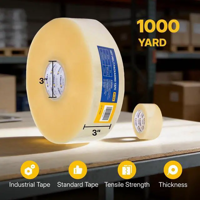 Alt view image 2 of 7 - Bulk Packing Tape, 4 Rolls Clear Packing Tape 3 Inch Wide x 1000 Yards Each, 2.6 Mil Heavy Duty Shipping Tape, Packaging Tape for Boxes, Carton Sealing, Moving, Warehouse, Storage, Shipping