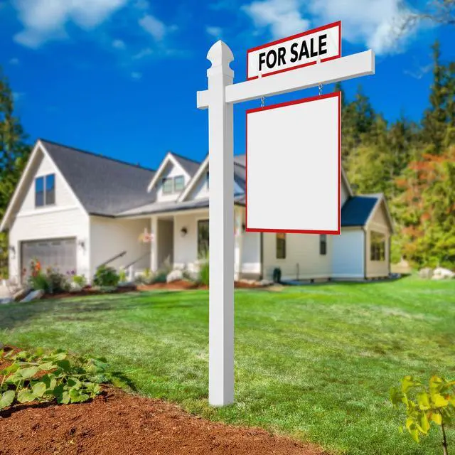 Alt view image 3 of 7 - 72" x 36" Real Estate Sign Post for Open House and Yard Sale Signs with Flat Cap and Gothic Cap Options - Vinyl PVC - White - 2 Pack