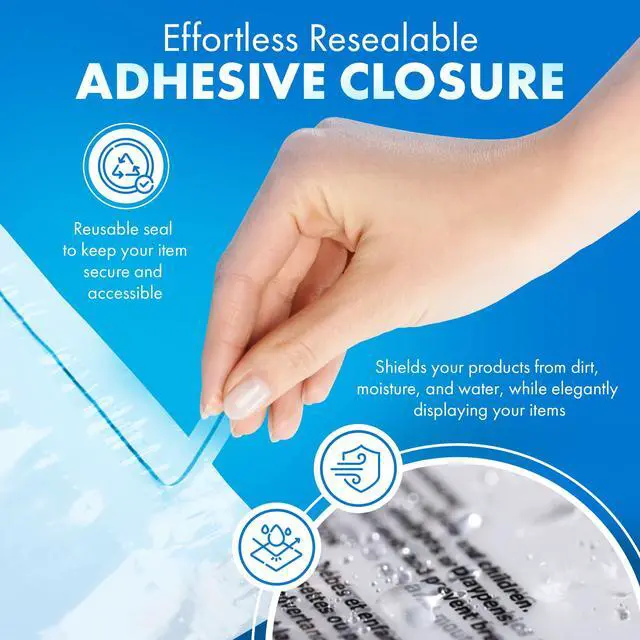 Alt view image 3 of 6 - 1000 Pack 14.5x19 Clear Poly Bag with Suffocation Warning Self-Seal Adhesive, 1.5 Mil Clear Bag for FBA, Packaging Bags, Clothes Storage, & Shipping Bags Resealable Poly Mailers