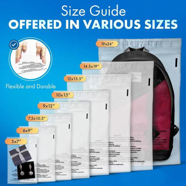 Alt view image 5 of 6 - 1000 Pack 14.5x19 Clear Poly Bag with Suffocation Warning Self-Seal Adhesive, 1.5 Mil Clear Bag for FBA, Packaging Bags, Clothes Storage, & Shipping Bags Resealable Poly Mailers