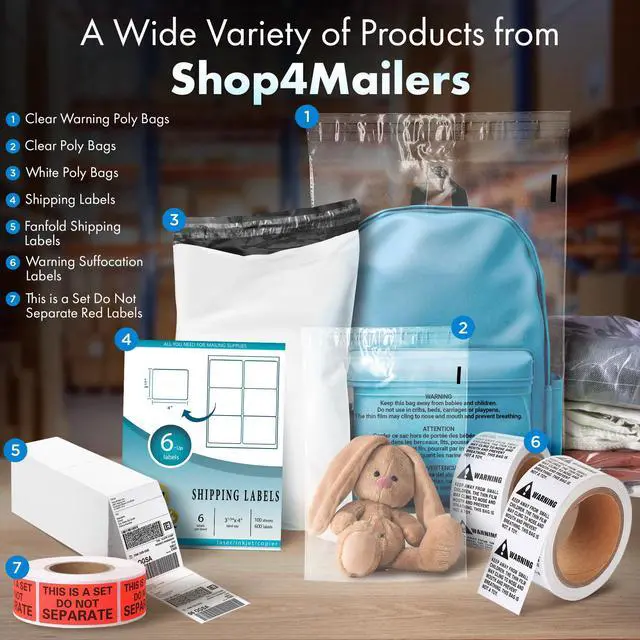 Alt view image 6 of 6 - 1000 Pack 14.5x19 Clear Poly Bag with Suffocation Warning Self-Seal Adhesive, 1.5 Mil Clear Bag for FBA, Packaging Bags, Clothes Storage, & Shipping Bags Resealable Poly Mailers