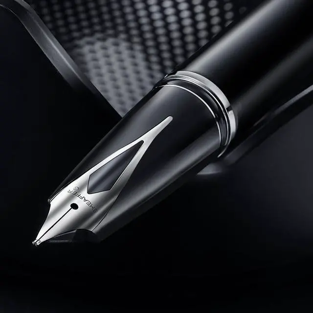 Alt view image 4 of 7 - Legacy 9064 Fountain Pen, Fine Stainless Steel Inlaid Nib, Black Lacquer Finish with Chrome-Plated Trim, Includes Leather Pouch & Premium Gift Box