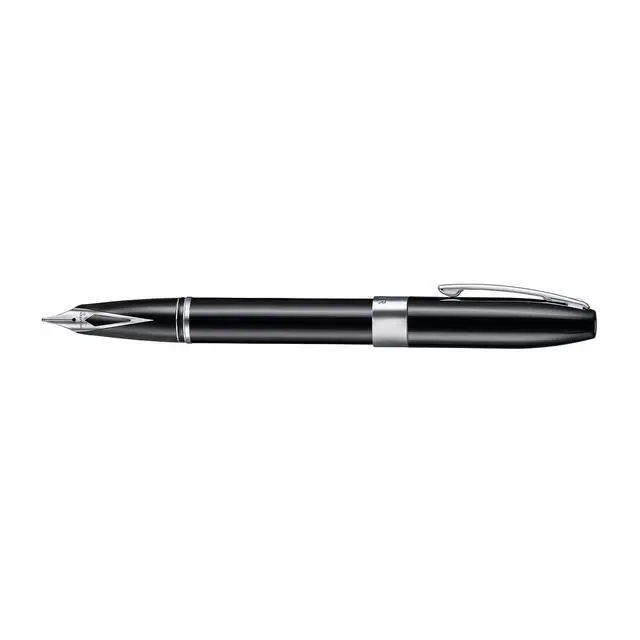 Alt view image 7 of 7 - Legacy 9064 Fountain Pen, Fine Stainless Steel Inlaid Nib, Black Lacquer Finish with Chrome-Plated Trim, Includes Leather Pouch & Premium Gift Box