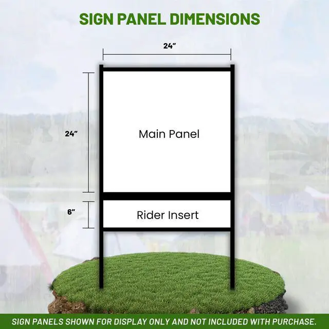 Alt view image 4 of 7 - Generic Real Estate Yard Sign Metal H-Frame, 24 x 24 Slide-in with Rider, Black (Pack of 3) (C-228)
