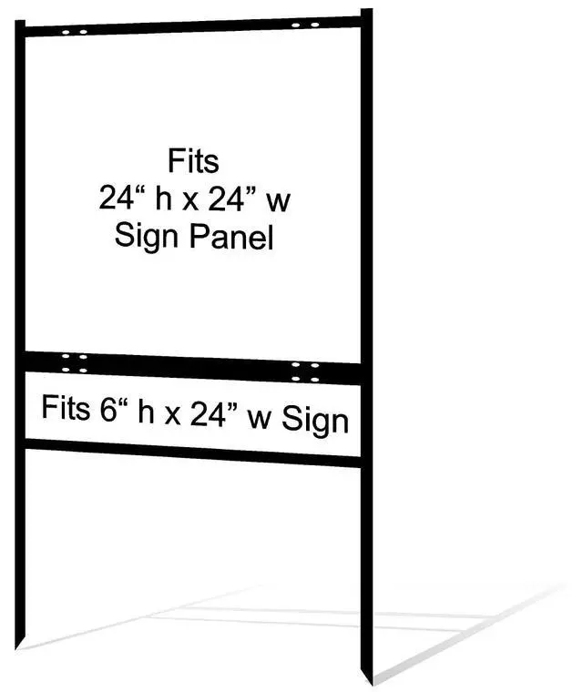 Alt view image 7 of 7 - Generic Real Estate Yard Sign Metal H-Frame, 24 x 24 Slide-in with Rider, Black (Pack of 3) (C-228)