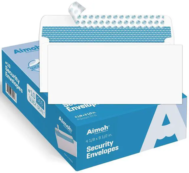Alt view image 2 of 7 - #10 Security Self-Seal Envelopes - 1 Case - 5 Packs - 2500 Envelopes, Windowless, Security Tint Pattern, Quick-Seal Closure - EnveGuard - Size 4-1/8 x 9-1/2 Inches - White - 24 LB (34010-CS)