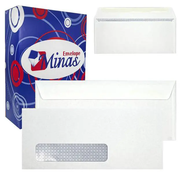 Main image of 2500 - No. 9 Business Envelopes, Left Window, 3 7/8 x 8 7/8 Inches, 24lb White Paper with Blue Tint, Security Gum Flap, 500 Count, Made in USA, 2500 Count