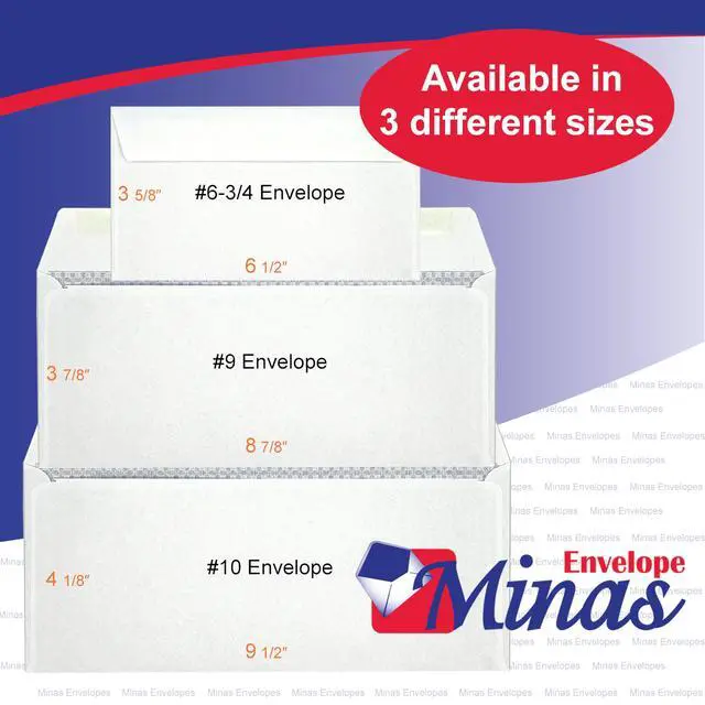 Alt view image 3 of 4 - 2500 - No. 9 Business Envelopes, Left Window, 3 7/8 x 8 7/8 Inches, 24lb White Paper with Blue Tint, Security Gum Flap, 500 Count, Made in USA, 2500 Count