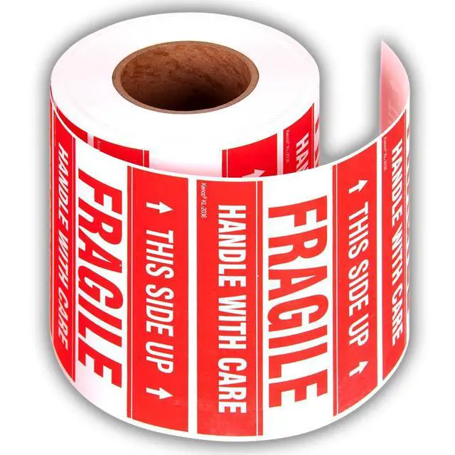 Alt view image 2 of 5 - 3" X 5" This Side Up Fragile Handle with Care Stickers for Shipping and Packing - 500 Adhesive Labels Per Roll (10 Pack)