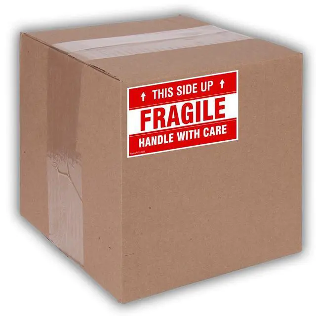 Alt view image 4 of 5 - 3" X 5" This Side Up Fragile Handle with Care Stickers for Shipping and Packing - 500 Adhesive Labels Per Roll (10 Pack)