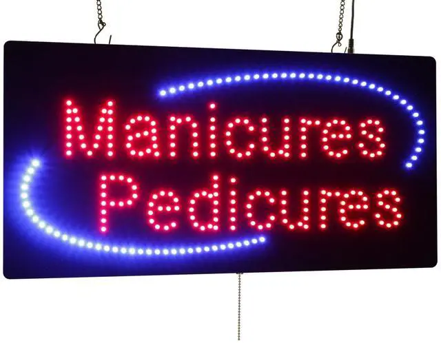 Main image of Manicures Pedicures Sign, Jumbo size, 31"x17", 78x43cm, LED, Neon, Florescent, Signage, Signboard, Display, Billboard, Screen, Grand Opening, Gift