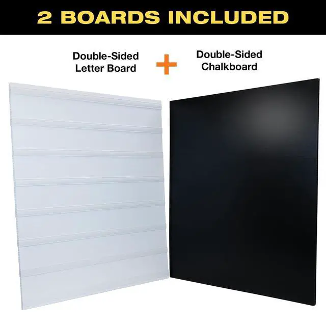 Alt view image 4 of 6 - Swinging Changable Message Sidewalk Sign: 37" x 36" Sign with 792 Pre-Cut Double Sided Letters and Storage Box. Includes Black Sign Board & 4 Liquid Chalkboard & Letter Board