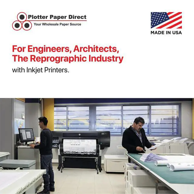 Alt view image 4 of 6 - 24in x 100ft Coated White Plotter Paper, 46 Lb, 2'' Core, 95 Bright White, for CAD Printing on Wide Format Ink Jet Printers (4-Pack)