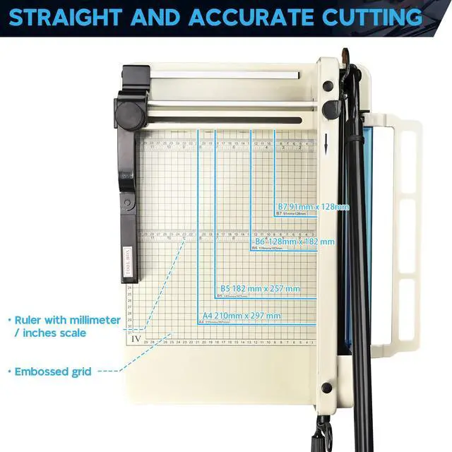 Alt view image 3 of 7 - 12" Paper Cutter Heavy Duty 12 Inch Industrial Commercial Guillotine | Paper Cutter 400 Sheet Large Capacity A4-12" Paper Cutter for Office, School, Picture Shop