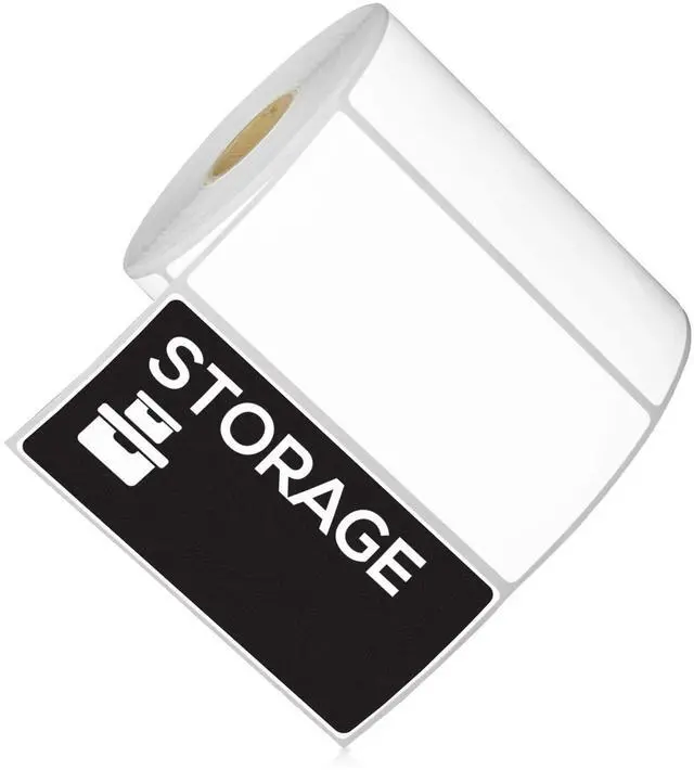 Main image of 4" x 2" Removable Direct Thermal Labels | Compatible with Rollo & Zebra Desktop Printers, 1" Core, Perforated, Water & Oil Resistant, 10 Rolls, 7500 Labels
