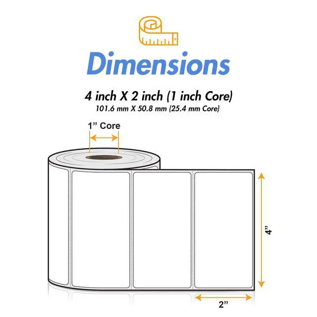 Alt view image 4 of 7 - 4" x 2" Removable Direct Thermal Labels | Compatible with Rollo & Zebra Desktop Printers, 1" Core, Perforated, Water & Oil Resistant, 10 Rolls, 7500 Labels