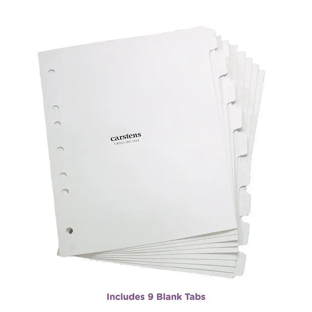 Alt view image 3 of 5 - Heavy Duty Plastic Dividers, 9-Tab, White, for Side-Opening 3-Ring Binders, Case of 10