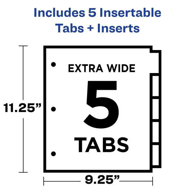 Alt view image 3 of 7 - Big Tab Insertable Plastic 2 Pocket Dividers for 3 Ring Binders, 5-Tab Sets, Two-Tone Multicolor, Works with Sheet Protectors, 24 Sets (11982)