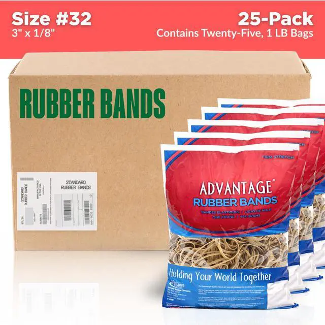 Alt view image 2 of 5 - Advantage Rubber Bands, Size #32 (3" x 1/8"), 25 lb. Case (Contains 25-1 lb. Bags), Natural Crepe (26324CS)