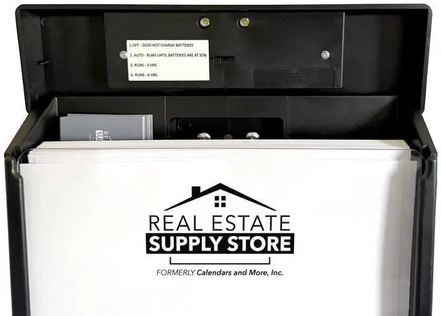 Alt view image 3 of 7 - Outdoor Real Estate Brochure Box with Solar LED Lid, Snap-Shut Take One Holder, Portable Two-Piece Metal Yard Stake Legs, 39"(Black with Solar Lid, Pack of 6)