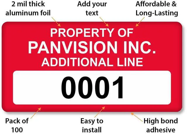 Alt view image 4 of 5 - Custom Asset Labels with Sequential Numbering | 0.75" x 1.5" 100% Aluminum Foil Tags with High-Bond Acrylic Adhesive, Pack of 100, Made in USA