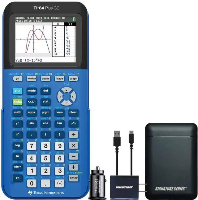 Main image of Texas Instruments TI-84 Plus CE Graphing Calculator, Bionic Blue | Color Screen, Built-in Apps, Included Software, Test-Permitted, for Math, Science and Finance | Signature Series Bundle