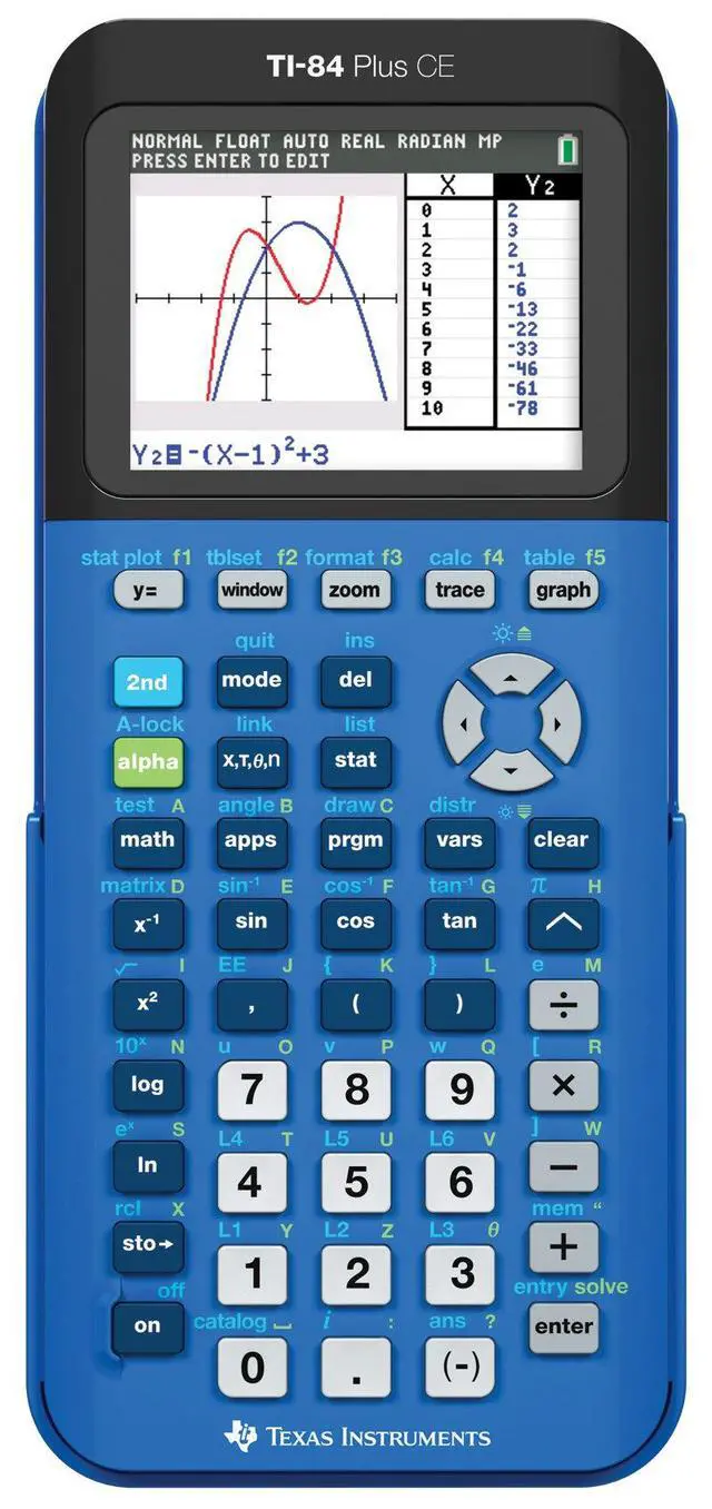 Alt view image 2 of 3 - Texas Instruments TI-84 Plus CE Graphing Calculator, Bionic Blue | Color Screen, Built-in Apps, Included Software, Test-Permitted, for Math, Science and Finance | Signature Series Bundle