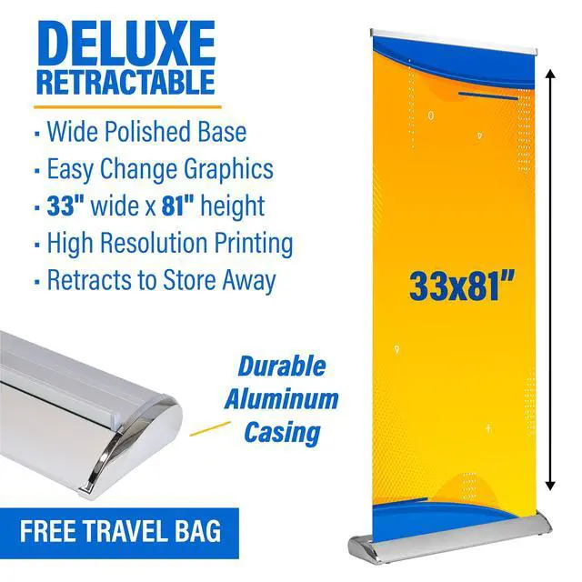 Alt view image 2 of 6 - DOT4DOT Retractable Banner - 33x81" DELUXE - Pull Up Roll Up Portable Personalized izable full color design with travel case for advertising, business, events Trade Shows