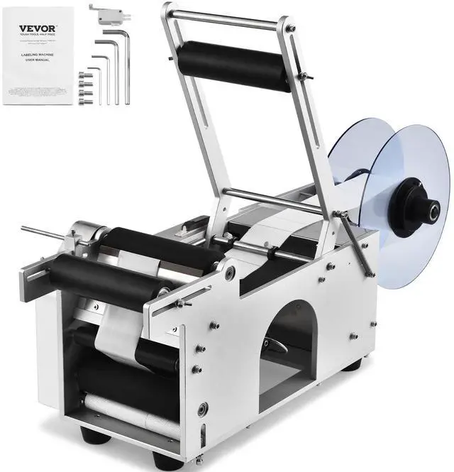 Main image of Semi-Automatic Round Labeling Machine, 20-50pcs/min, Electric Bottle Label Applicator for Round Bottles, Round Bottle Labeler Suitable for Diameter 0.78-4.72 inches (with Pressing Bar)