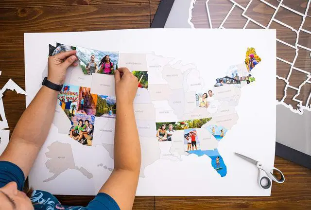 Alt view image 3 of 7 - 50 States USA Photo Map - Frame Optional - Made in America (Caribbean, Grey Frame)