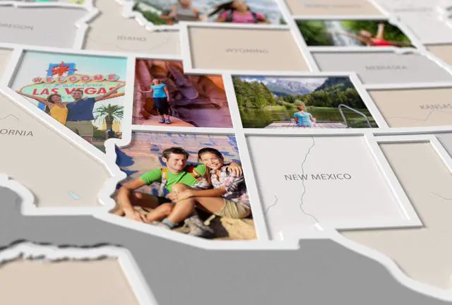 Alt view image 4 of 7 - 50 States USA Photo Map - Frame Optional - Made in America (Caribbean, Grey Frame)